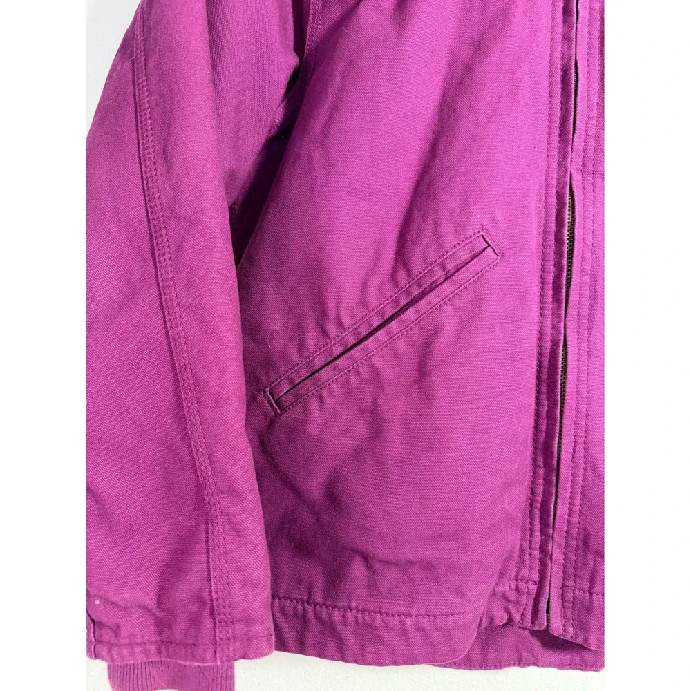 Carhartt Hooded Jacket Kids Size 14 Purple Sherpa Lined‎ Canvas Active Work Coat